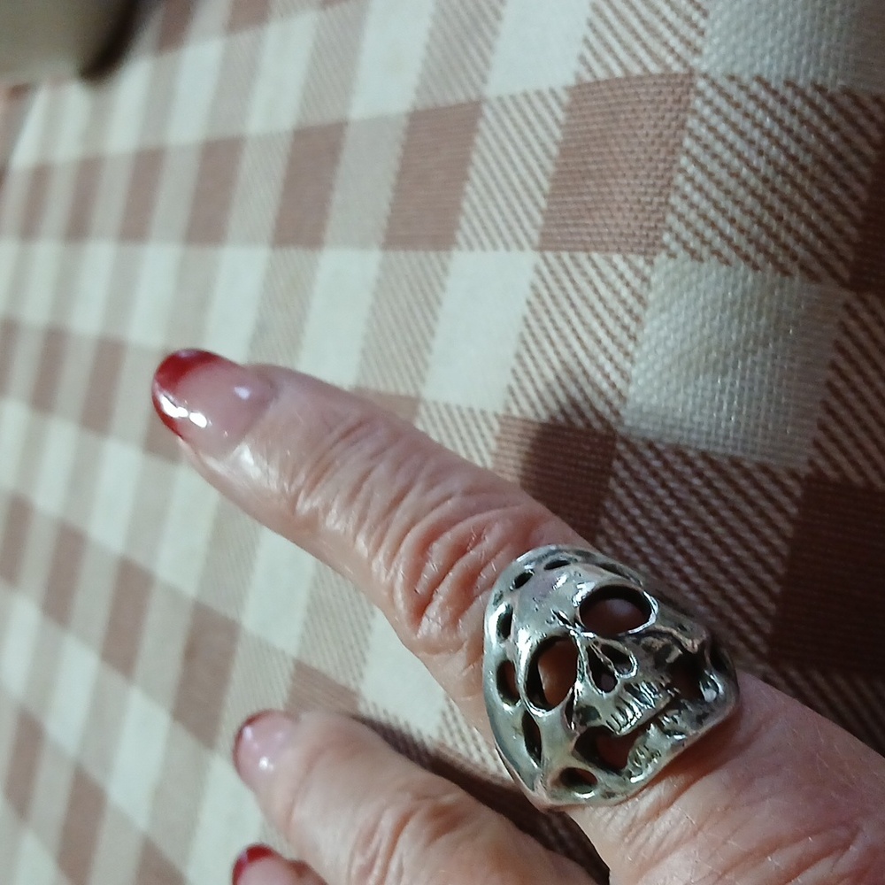 Silver Skull Statement Ring - Bold Gothic Jewelry - image 6